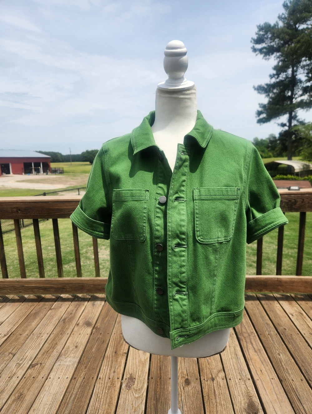 Talbots green denim short sleeved jacket Medium - Picture 3 of 11